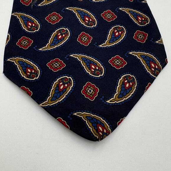 Harvé Benard Men's Navy Tie Pure Silk Paisley Printed Made In USA 5 FOR $25 💵 - Picture 4 of 5